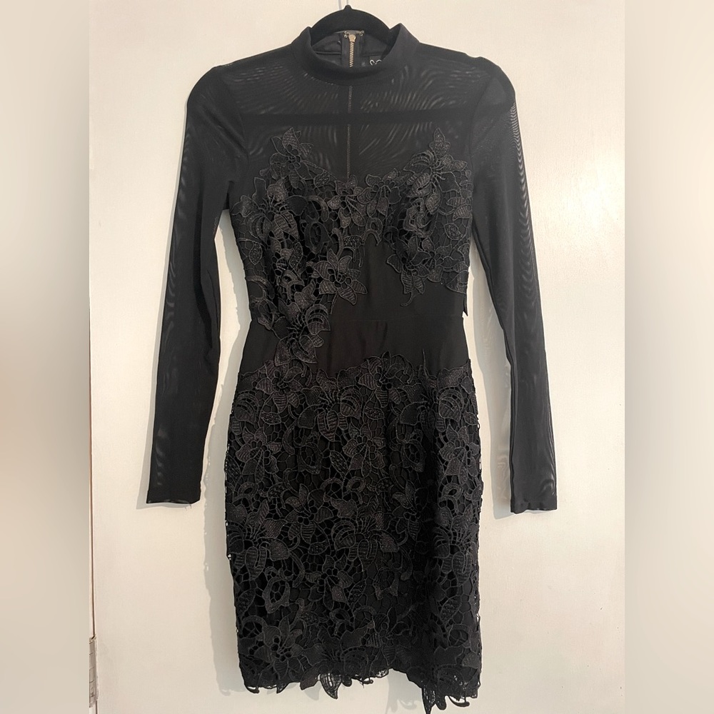 Windsor black long sleeve mesh bodycon dress